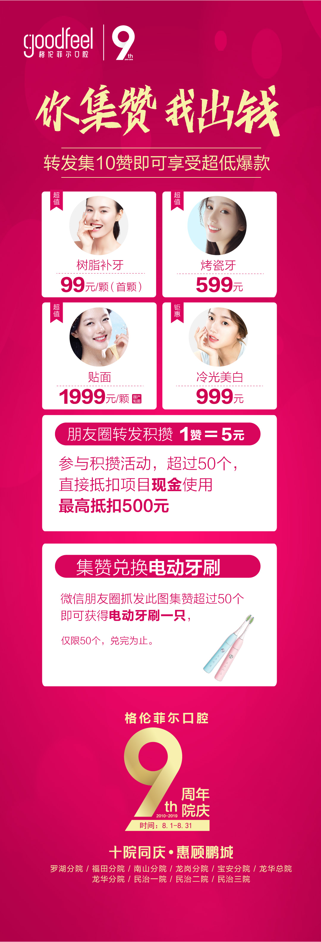 深圳格倫菲爾口腔集贊可享超低價(jià)格，樹(shù)脂補(bǔ)牙99元起